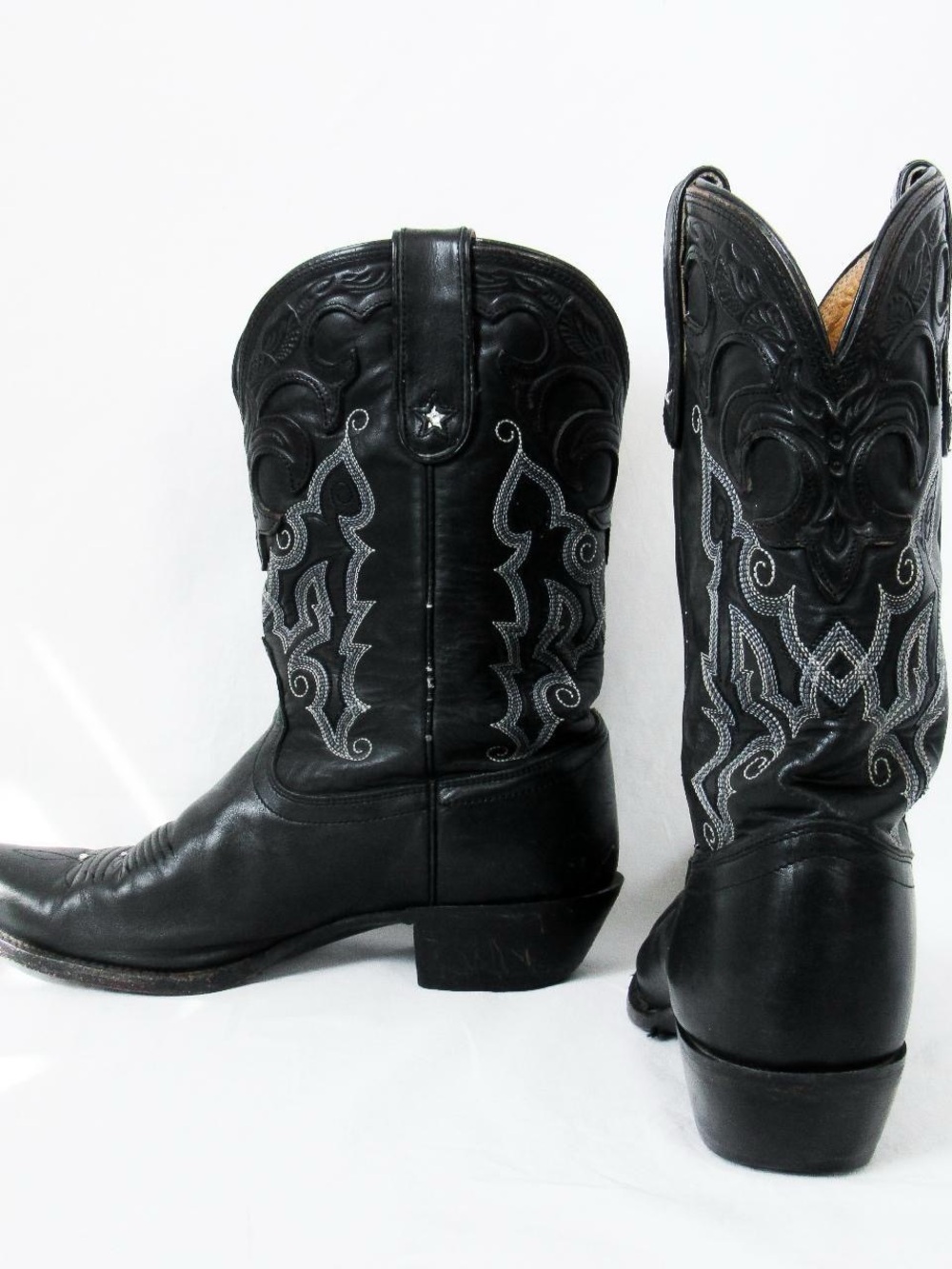 TONY LAMA Crystal Rhinestone Studded Western Cowboy Boots in Black~ Size 8